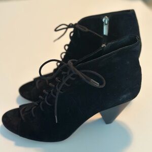 Black Lace-Up Boots with Suede Finish